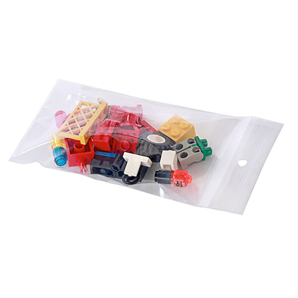 A Lavex clear poly bag filled with plastic toys.