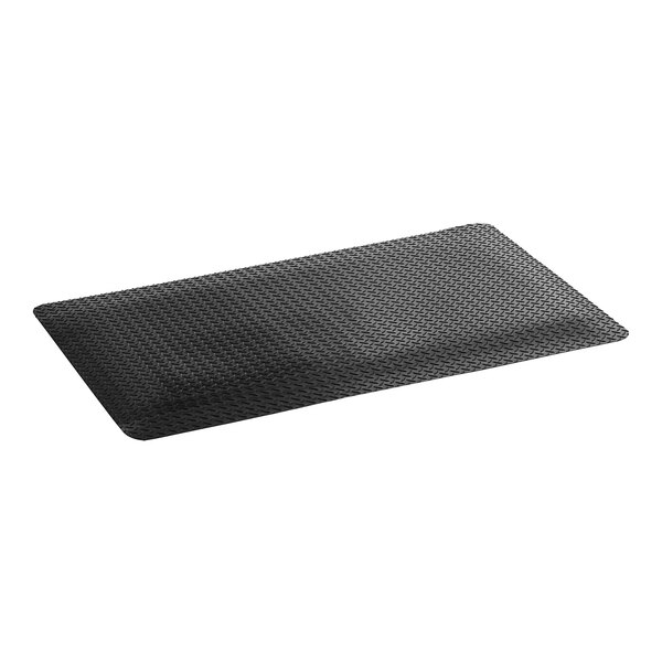 A black rectangular Lavex Diamond Star anti-fatigue mat with a diamond pattern.
