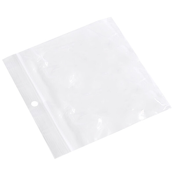 A clear Lavex polyethylene bag with a zipper and a hole in the top.