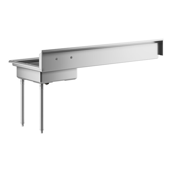 A Regency stainless steel dishtable with right drainboard.