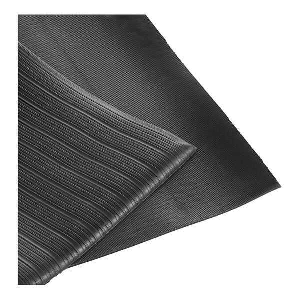Lavex Single-Layer Foam 2' x 60' Black Anti-Fatigue Mat with Rib Emboss