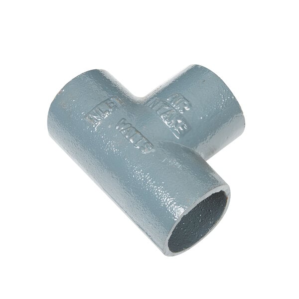 A close-up of a grey Watts grease trap pipe with text on it.