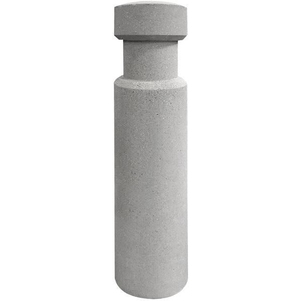 A close-up of a Wausau Tile concrete bollard.