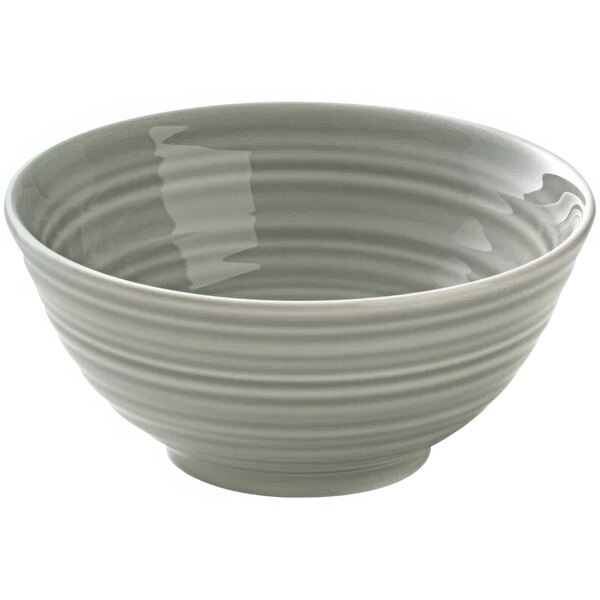 A Bauscher Country House porcelain bowl with a curved design and gray exterior with wavy lines.