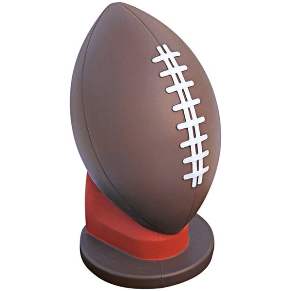 A Wausau Tile football-shaped concrete bollard.