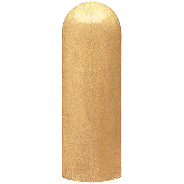 A gold concrete bollard with a white background.
