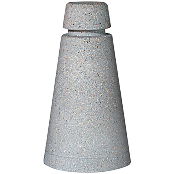 A grey Wausau Tile concrete cone bollard with a white base.