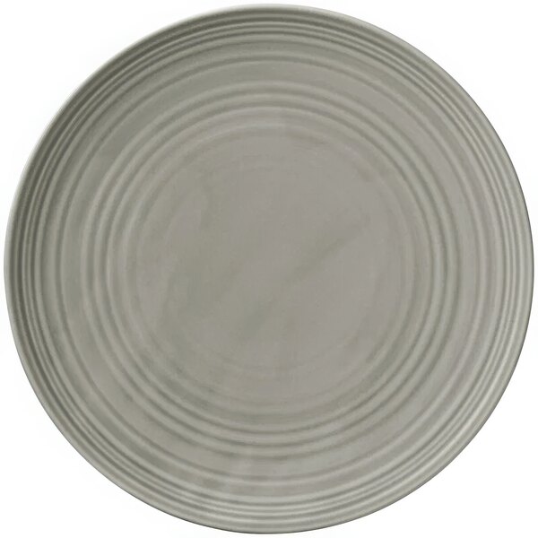 A white plate with a spiral pattern.