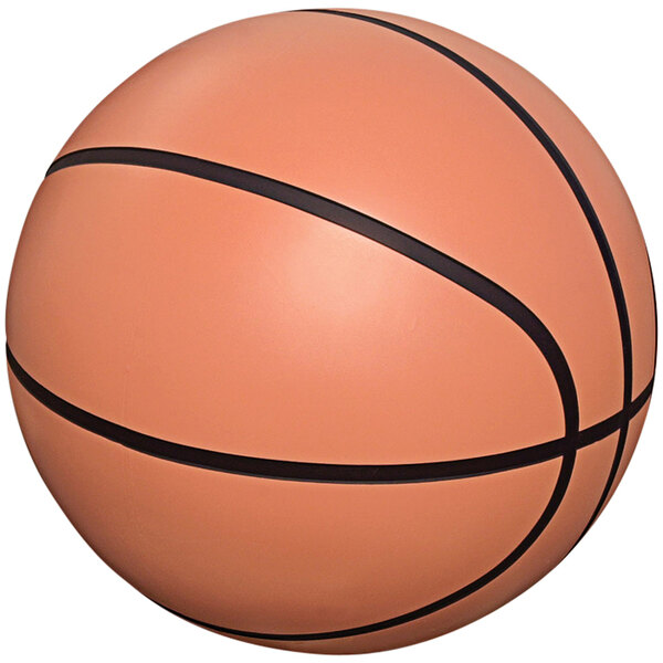 A close up of a concrete basketball sphere.