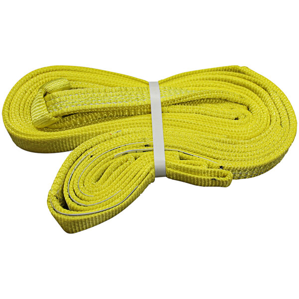 A yellow strap tied to a white band.