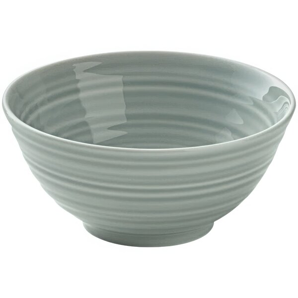 A white Bauscher bowl with a wavy gray line design.