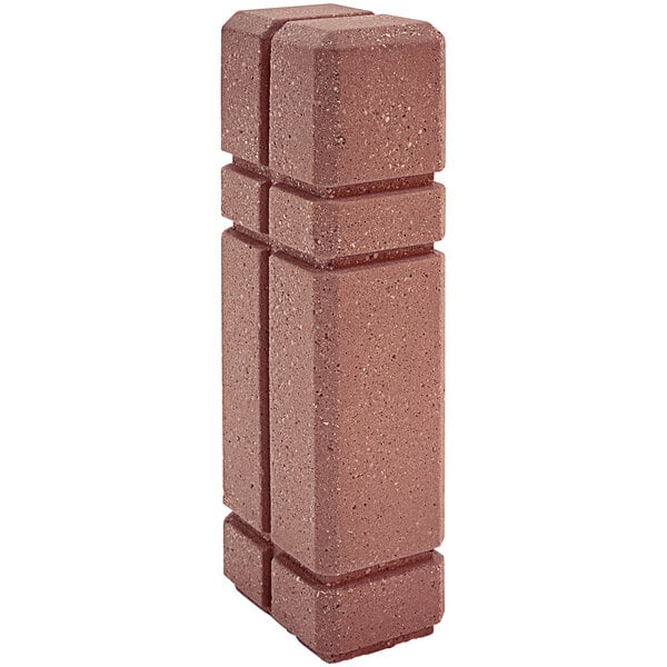 A close-up of a square brick pillar.
