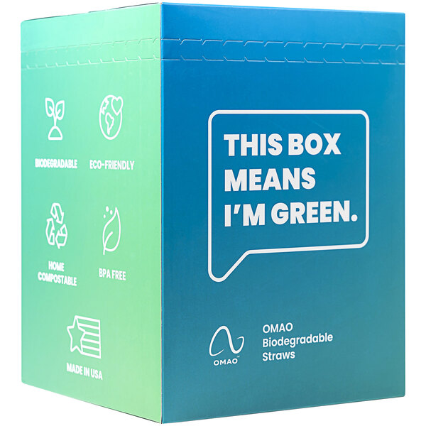 A blue box with white text that says "OMAO Jumbo Wrapped PHA Straw 3000/Case"