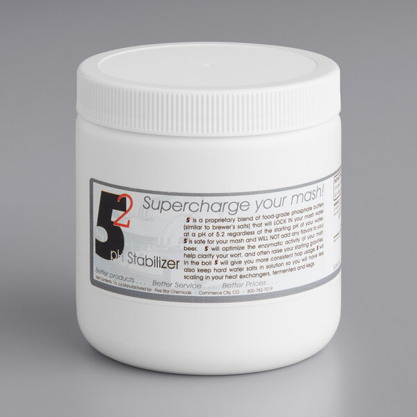 A white container of Five Star Chemicals Brewery Phosphate Buffer Powder.