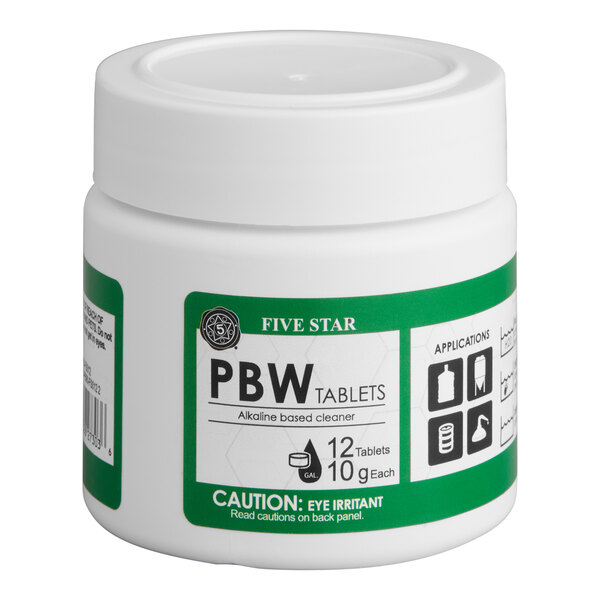 Five Star Chemicals 26-PB90-FS012-12 PBW Non-Caustic Brewery 10 Gram Cleaning Tablet 12 Count - 12/Case