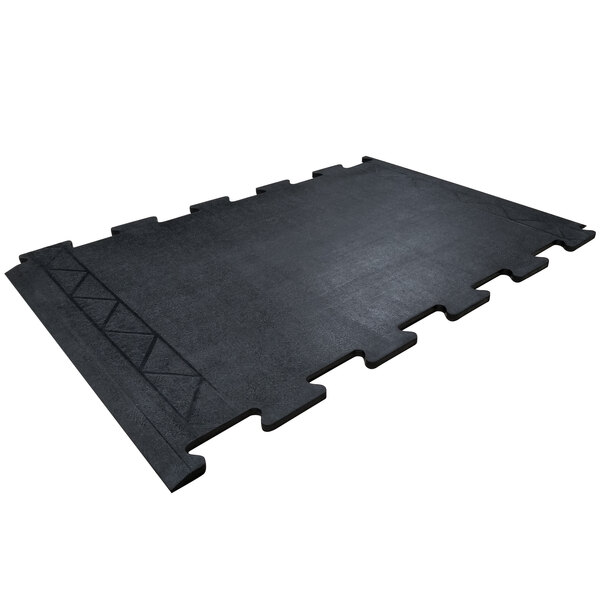 A black interlocking Cactus Mat anti-fatigue mat with four squares.