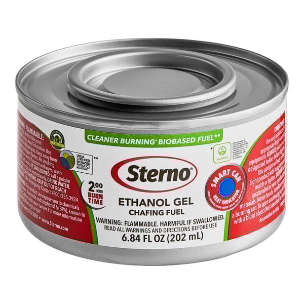 A case of 72 Sterno Ethanol Power Heat Plus chafing dish fuel cans.