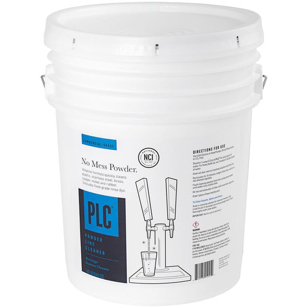 A white bucket with a handle and a white lid.