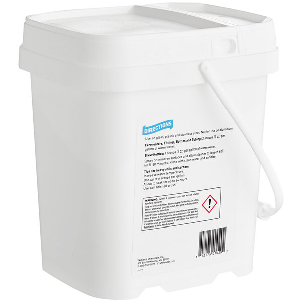 A white National Chemicals Inc. Craft Meister bucket with a handle and lid.