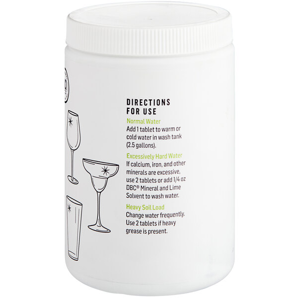 A white container of National Chemicals Inc. TDC Manual Bar Glass Detergent Tablets with a white lid.