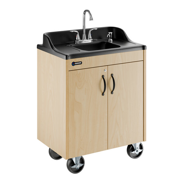 Ozark River Manufacturing CHSTM-AB-AB1N Lil Premier Maple Portable Hot Water Hand Sink with Laminate Cabinet and Single Basin