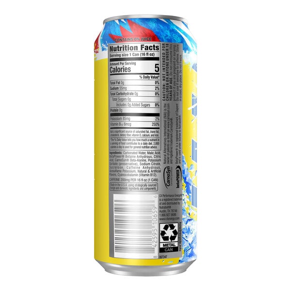 A 16 fl. oz. can of C4 Energy Frozen Bombsicle energy drink.