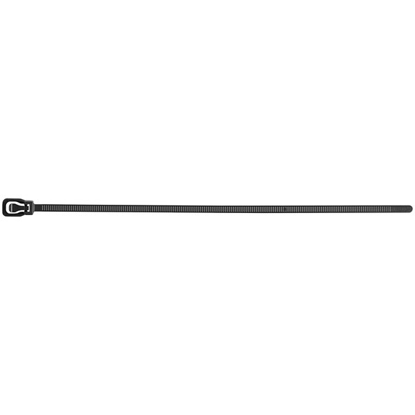 A black Retyz EveryTie cable tie with a metal handle.