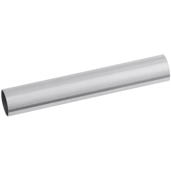 A stainless steel tube on a white background.