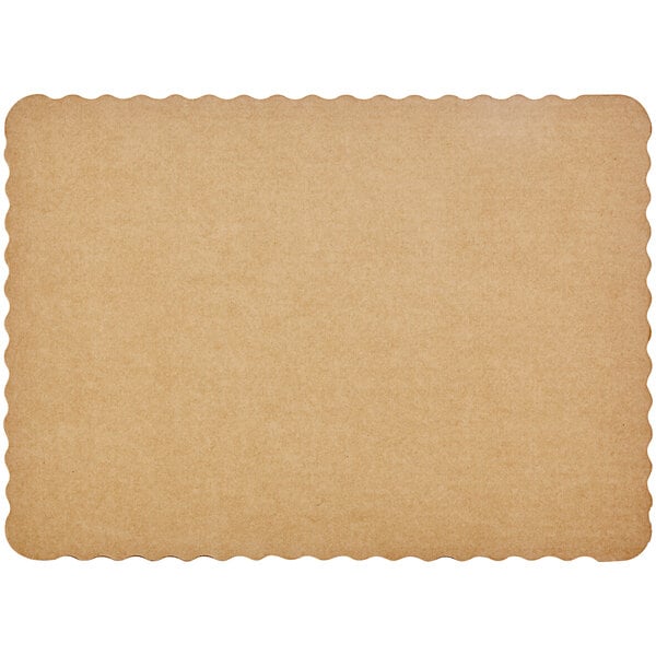 A silver rectangular piece of paper with scalloped edges.