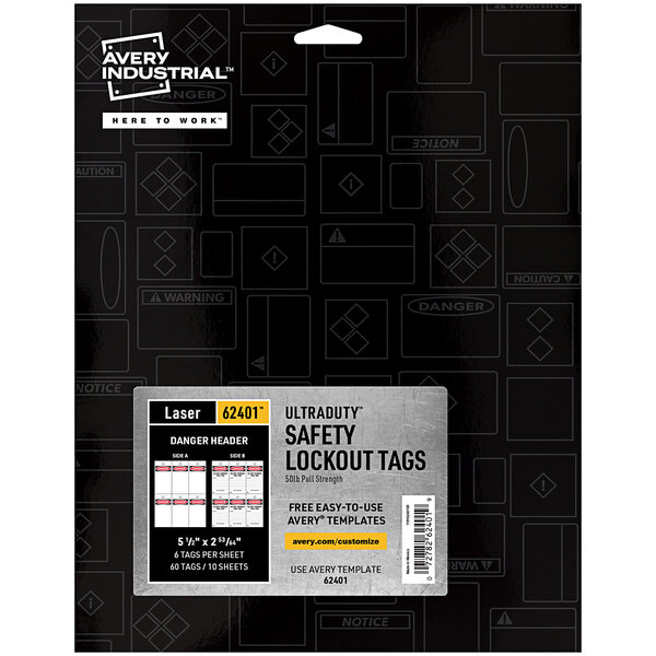 Avery® UltraDuty 5 1/2 avery-ultraduty-5-1-2-x-2-13-16-danger-white-lockout-tagout-printable-hang-tags-60-pack