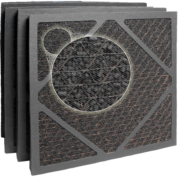 Three Dri-Eaz DefendAir HEPA 500 activated carbon air filters with a circular design.