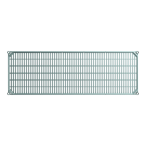A rectangular Metro Super Erecta Pro shelf with a grid pattern, measuring 24 inches by 72 inches.
