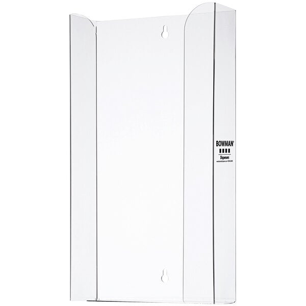 A white rectangular PETG plastic dispenser with clear plastic shelves.