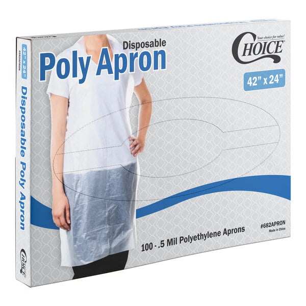 Choice Disposable White .50 Mil Poly Apron - 42" x 24" - 100/Box