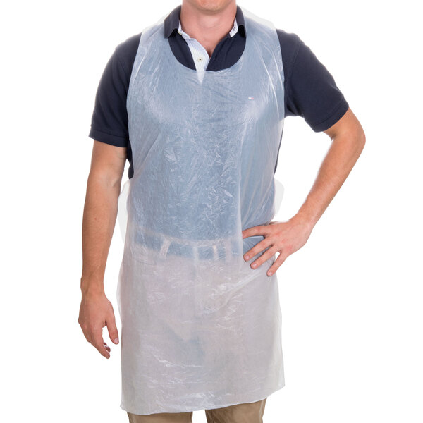 Choice 42" x 24" .50 Mil Disposable Poly Apron 100/Box