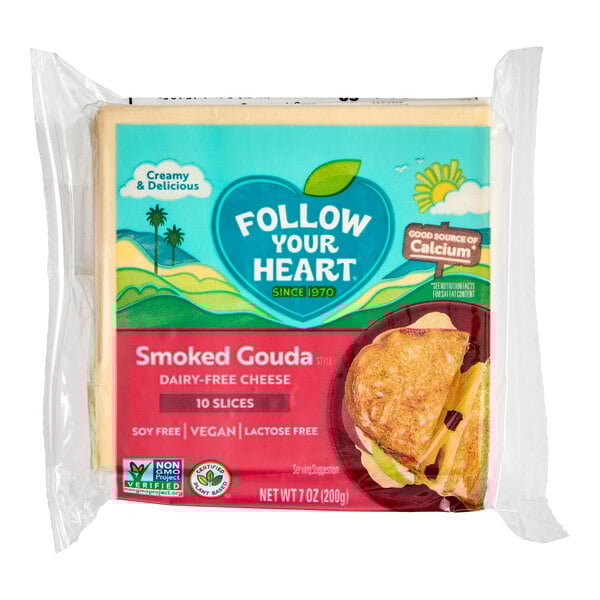 Follow Your Heart Dairy-Free Vegan Sliced Smoked Gouda Cheese 7 oz. - 11/Case
