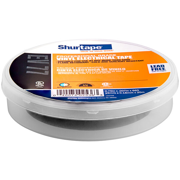A roll of Shurtape black vinyl electrical tape.