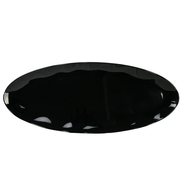 A black oval melamine platter.