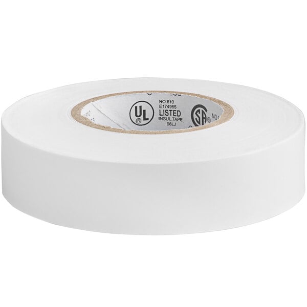 A roll of white Nashua PVC electrical tape with a label with black text.