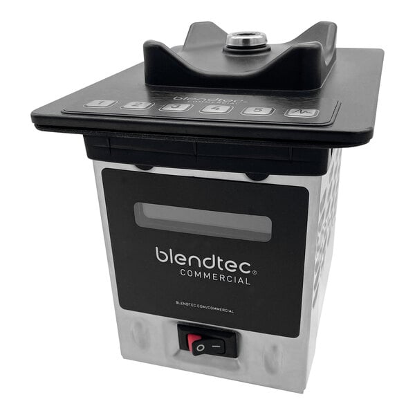 A black and silver Blendtec motor base.