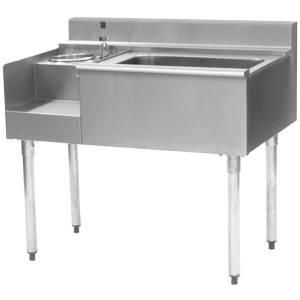 A stainless steel Eagle Group blender module with an ice chest, sink, and drain board.