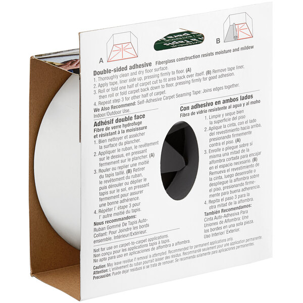 A white box of Duck Tape with a black circle in the middle.