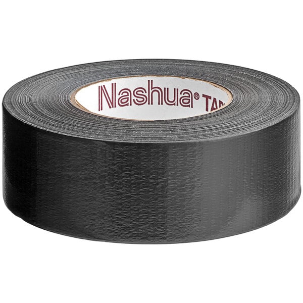 A roll of Nashua black duct tape with a white label.