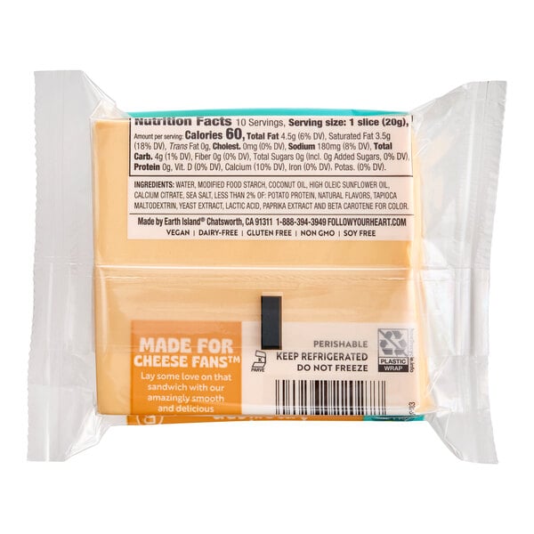 Follow Your Heart Dairy-Free Vegan Sliced American Cheese 7 oz. - 11/Case
