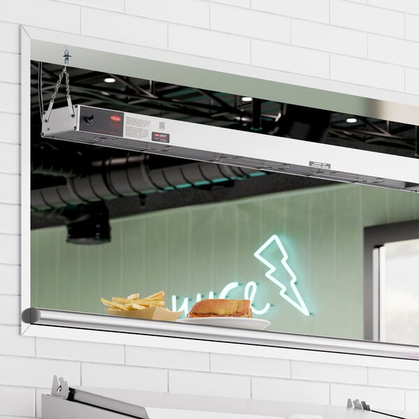 Hatco GRAH-48 48" Glo-Ray High Wattage Infrared Food Warmer with Toggle Controls, 6" Chains, and S-Hooks - 120V, 1,100W