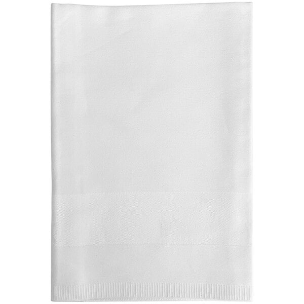A folded white Garnier-Thiebaut cloth napkin with white crossbordered edges.