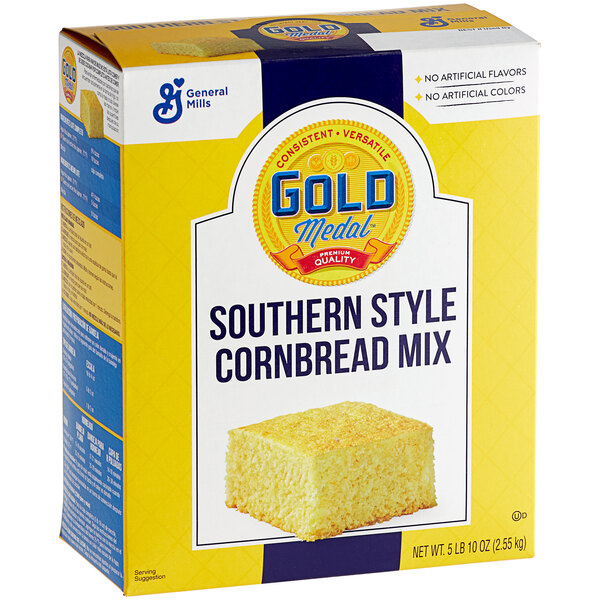 A box of Gold Medal Southern-Style Cornbread Mix on a white background.