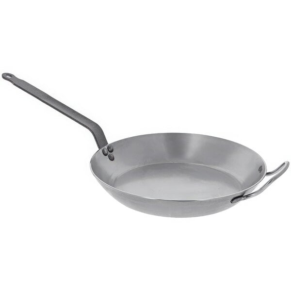 A de Buyer Carbone Plus carbon steel frying pan with helper handle.