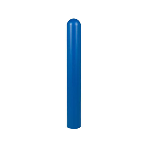 A blue cylindrical Innoplast BollardGard on a white background.