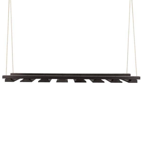 An American Metalcraft black hanging bar glass rack.